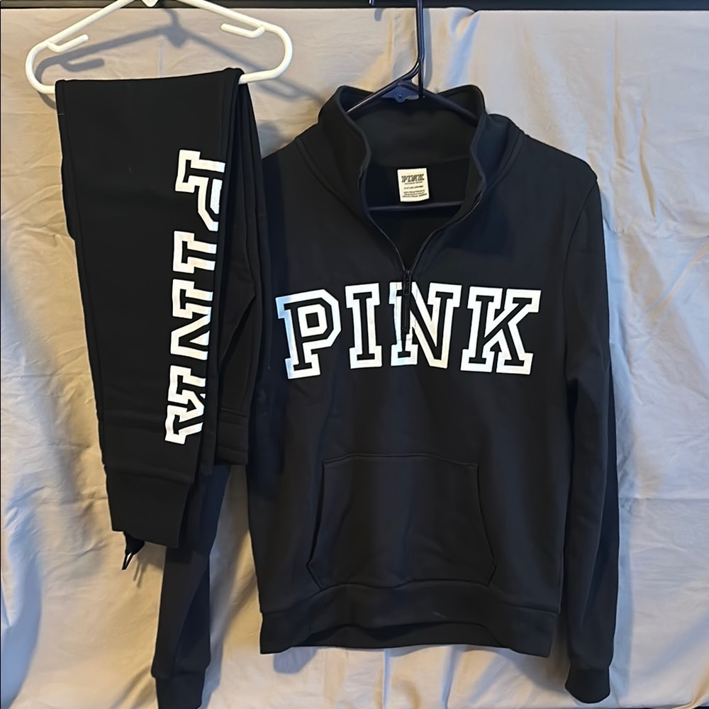 PINK Black Tracksuit Set